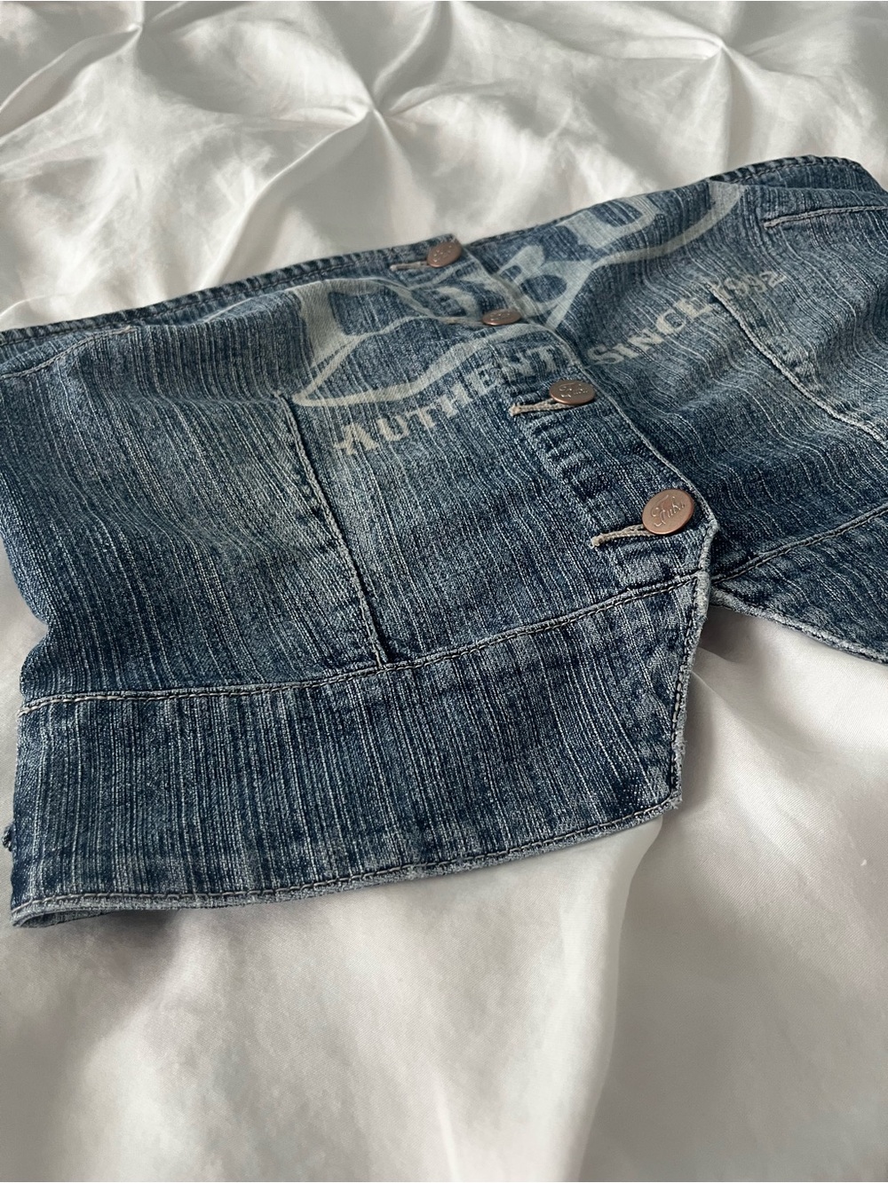 FUBU Y2K Graphic Denim Corset Top - Picture 5 of 8